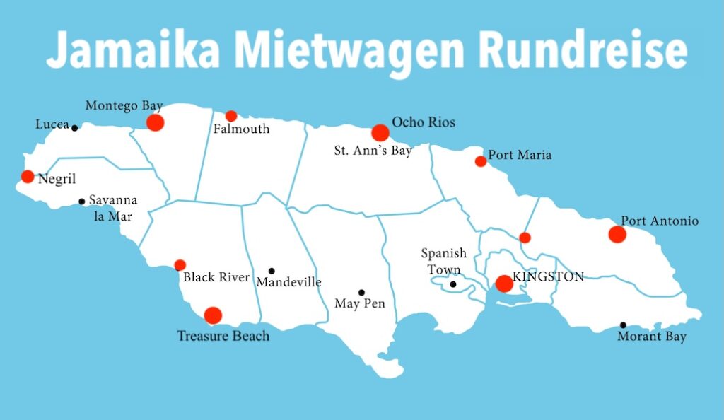 Jamaika Höhepunkte Rundreise mit dem Mietwagen